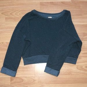 Zara Speckled Green Cropped Sweater